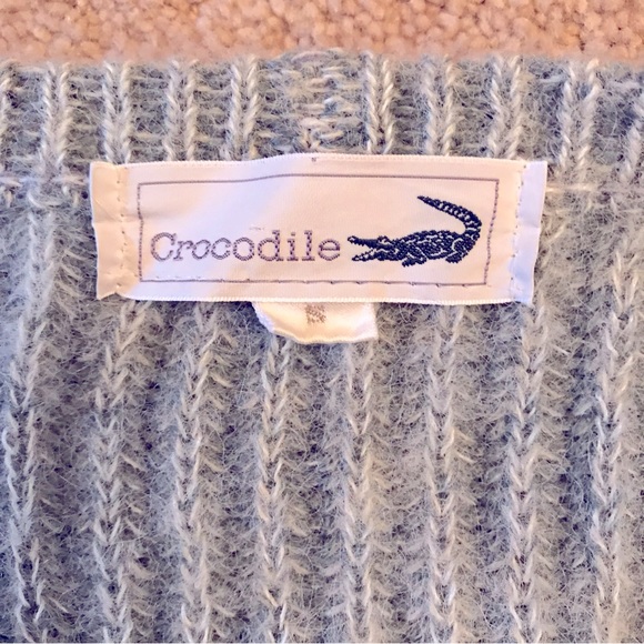 Crocodile Mohair Wool Cardigan Sweater Womens Small Light Grey Chunky Oversized - Picture 4 of 10